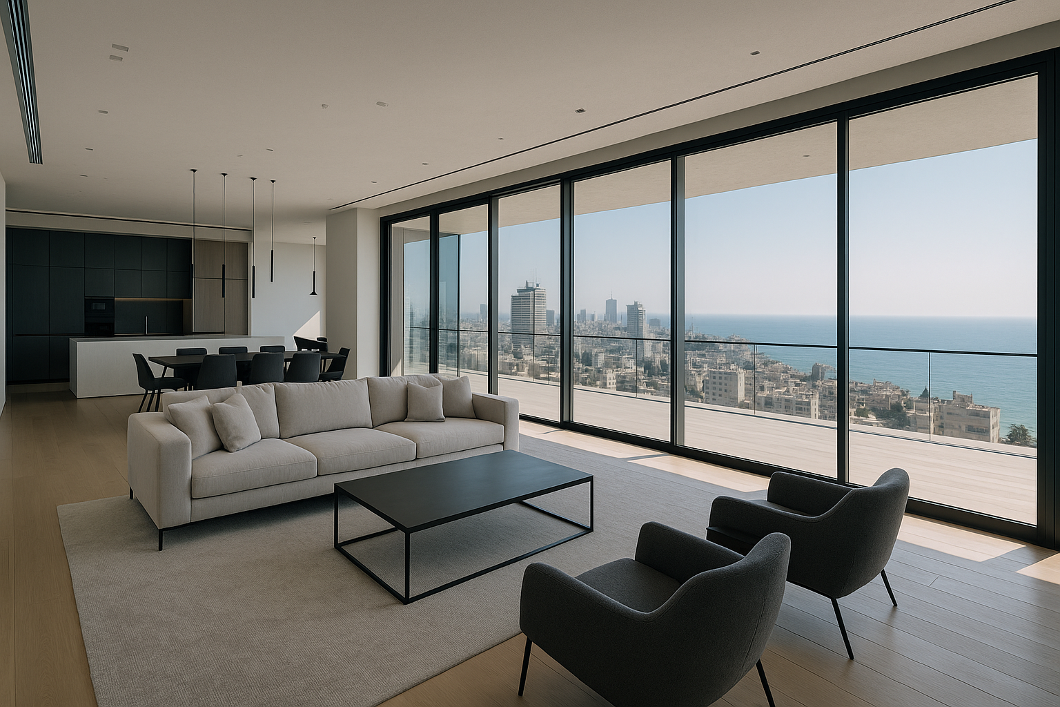 פנטהאוז יוקרה בלב תל אביב – נוף לים, בריכה פרטית ועיצוב עוצר נשימה